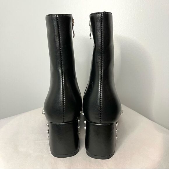 Vaila Diana Rhinestone Trim Black Pointed Toe Mid Calf Boots Black Size 10 NIB - Picture 7 of 10
